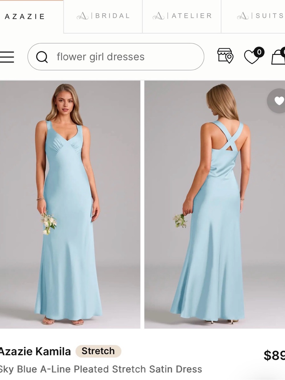 Azazie Kamila Satin Stretch Dress in Sky Blue